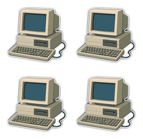 Aufkleber: 75 mm, 4 Stück - Retro Computer Vinyl für Entwickler Laptop