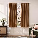 Lazzzy Velvet Blackout Curtains Thermal Insulated Room Window Drapes Super Soft Luxury Curtains for Living Room Bedroom Rod Pocket 2 Panels, Gold Brown, 52