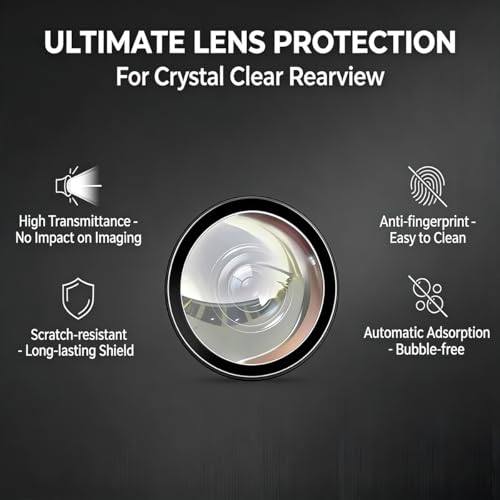 2-Pack Car Camera Lens Protector, 9H Hardness Backup Camera Protective Sticker, High Transparency Anti-Scratch Waterproof Cover for Reversing Cameras, Easy Adhesive Installation