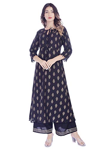 Image of Best Amazon Women's Kurti-Plazzo Comfortable Princess Cut Stitched Long Rayon Kurta-Palaazo - Designer Stylish and Readymade,Casual Dress for Women 3 /4 Sleeve