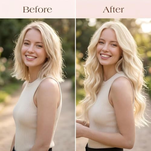 AGMITY Tape Extensions prawdziwe włosy, platynowy blond prawdziwe włosy, 45