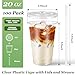Charmount 100 Sets- 20 oz Clear Plastic Cups with Lids and Straws, Disposable To Go Cups for Cold Drinks, Coffee Bar Accessories, Iced Coffee, Smoothies