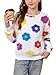 BesserBay Winter Girls Holiday Crewneck Sweater Long Sleeve Fleece Sherpa Fuzzy Sweatshirt Colorful Floral 13-14 Years