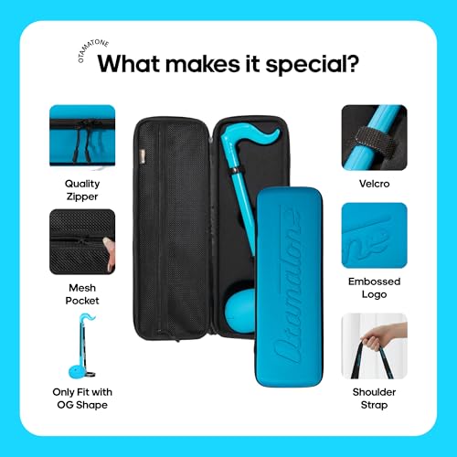 Image of Otamatone Deluxe White Musical Instrument Toy and Blue Portable Case Bundle Set