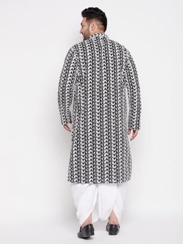 Image of Vastramay Plus Men's Pure Cotton Kurta And Dhoti Set || Classic Ensemble Of Lukhnowi Chikankari Kurta And Cotton Dhoti Set || Elegant For Holi & EID Celebration