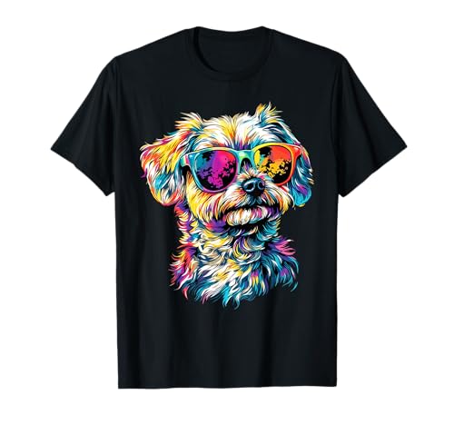 Malteser mit Sonnenbrille Maltese Hunde Liebe Süßer Malteser T-Shirt