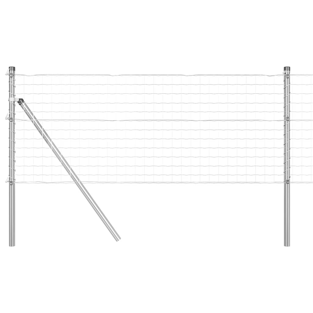 Steel and PVC Garden Fence Panel Kit Silver 0.4x50m Outdoor Boundary Enclosure with Posts and Tension Wire for Pet Safety and Backyard Decoration