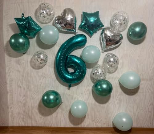 Image of 40 Inch Teal Blue 1 Balloon for First Birthday, 1st Number Balloons Birthday Decorations, One Giant Number 1 Balloon