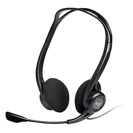 Logitech 960 Kopfhörer mit Mikrofon, Stereo-Headset, Verstellbares Mikrofon mit Rauschunterdrückung, Integrierter Lautstärkeregler und Stummschaltung, USB-Anschluss, 2.4m Kabel, PC/Mac/Laptop, Schwarz
