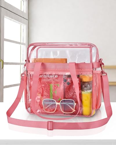 Image of Paxiland Clear Bag for Stadium Events 12x6x12 inches, Clear Tote Bag with Reinforced Strap, Clear HandBag for Sports Concert