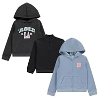 BTween Girls Hoodie Sweatshirt Set Soft, Cozy, and Versatile Pack of 3 with Full and Half Zips