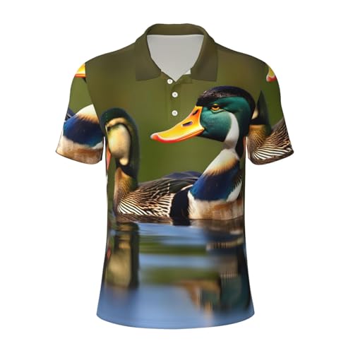 Vêtement de golf respirant homme motif canards colverts manches courtes
