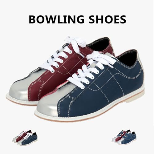 Buhelyc Classic Bowling Shoes Sliding Sole Bowling Training Shoes Men Women Casual Shoes for Beginner (Size:7,Color:Shoe Laces)2