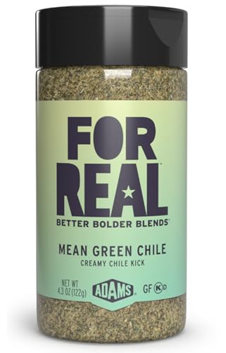 FOR REAL Mean Green Chile Seasoning - Creamy Green Chile Blend for Chicken, Pork, Veggies & More - Gluten Free, Kosher, No Seed Oils or MSG - Smoky, Tangy, Mild Heat - 4.3oz