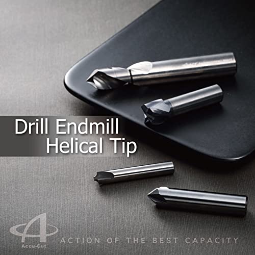 Accucut I2Dms 2 Flute 3/8 Carbide End Mill, Multi-Function For Deburring, Spotting, Chamfering & Side Milling, 90 Degree Bits Altin Coating #TOP4