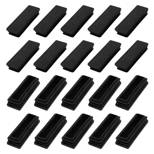 Image of METALLIXITY Rectangle End Caps (75 x 25mm) 24Pcs, Plastic Rectangle Tube Inserts Threaded End Blanking Caps Protector - for Furniture Table Chair Legs, Black