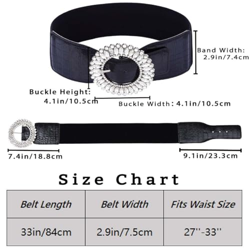 Elastic Wide Belt for Women Rhinestone Stretchy Belt for Dress Fashion Cinch Leather Belts Ladies Waist Belts4