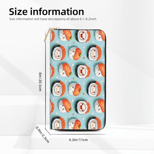 Cartoon Salmon Sushi Print Wallet Women, Leather Bifold Multi Card Wallet, Long Purse Women's Wallets2