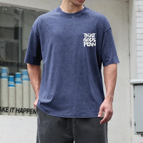 Image of BINTEHGS God Christian T Shirts for Men Jesus Faith Shirt Acid Wash Oversized Tees Bible Verse Graphic Vintage Tshirt