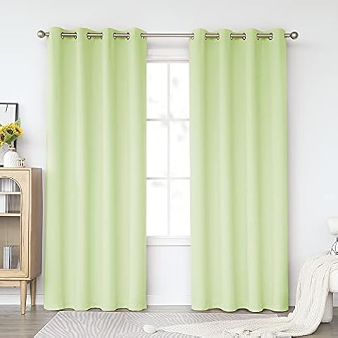 KEQIAOSUOCAI Light Green Blackout Curtains 84 Inch for Living Room - Grommet Window Drapes Room Darkening Thermal Insulated Mint Green Curtain for Bedroom, Green, 2 Panels, 52 x 84 Inches Cover