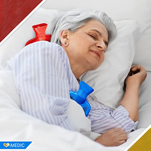 iMedic 3 Pack of Mini Hot Water Bottles - Hot Water Bag - Hot Water Bottle Cover Easily Applied - Hot Water Bottle UK - 3X750ml - One of Each Colour (Blue, Yellow and Red) - Image 4
