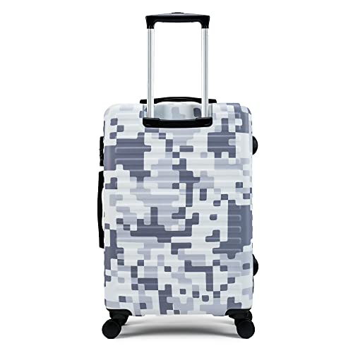 Image of THE ASSEMBLY Printed Luggage Set Of 2 Polycarbonate Hard Sided Spinner Suitcase (Grey Camouflage, 55 Cm Cabin Trolley Bag & 65 Cm Medium Check-In Suitcase With Tsa Lock)