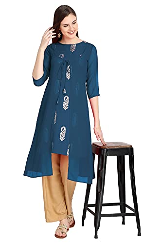 Image of Women's Skinny Kurta (EDT5078 Turquoise XXL)