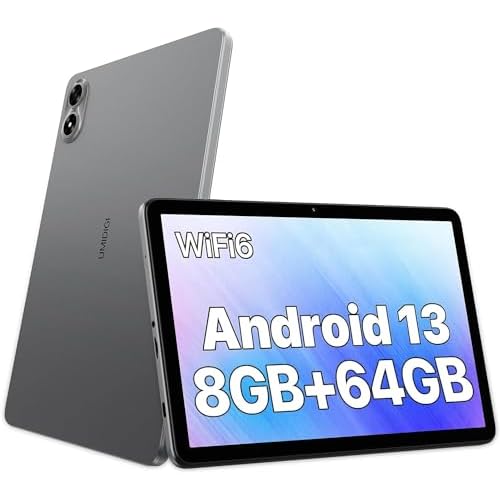 10.1 Inch Tablet,Android 13 Tablets, UMIDIGI G1 Tab Tablet 8GB(4+4) +64GB/TF 1TB,RK3562 Quad-Core,WiFi 6/BT5.0, 6000mAh, Android Tablet,1280*800 IPS,8MP Dual AI Camera, GMS,Stereo Dual Speakers, Gray