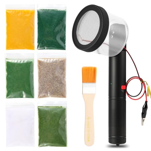Spriplant Mini Static Grass Applicator Flocking Kit - 3-5mm Four Colors 6 Grass ABS Applicator with Anti-Slip Handle for DIY Model Scenery Sand Table Train Diorama Wargame Terrain Crafting