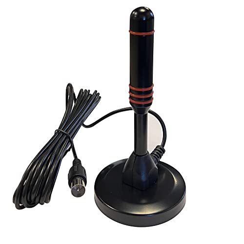 LEYF HD-Line & HD-980T Antenne TV İntérieur Puissante, High Gain VHF-UVF-FM DVB-T2 Décodeur TNT HD Terrestre/Antenne à Base magnétique Portable pour Une réception puissante du Signal TV, 3m Câble