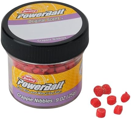 Berkley PowerBait Crappie Nibbles Fishing Dough Bait, Fluorescent Red, Scent Dispersion Technology, Irresistible Scent and Flavor, Ideal for Crappie and Other Panfish Species