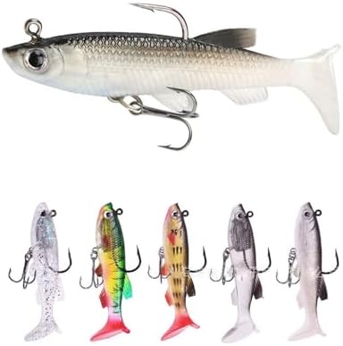 AOSTSOA Kit 5 Isca Artificial Silicone Shad Peixe Embutido Chumba...