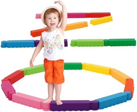 Balance Beam for Kids, Step Stones for Toddler, 10 Non-Slip Stone...