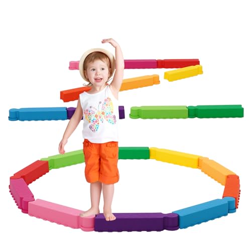 Viga de Equilibrio para Niños, Piedras de Paso para Niño, 10 Piedras Antideslizantes que Fomentan el Equilibrio Juguetes de Interior y Exterior Regalo para Niños Mayores 3 Años