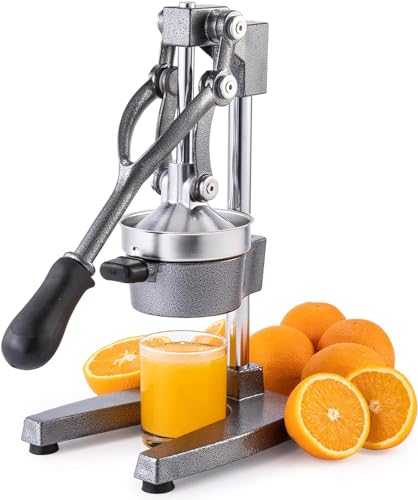 [The Yellow Mango] Hand Press Juicer Machine, Manual Orange Juicer, Professional Citrus Juicer for Orange Juice Pom Lime Lemon Juice, Commercial Lemon Squeezer & Orange Crusher, Easy to Clean (Grey)