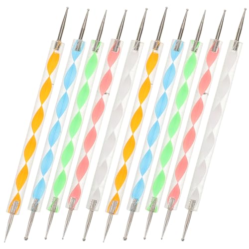 FONDOTIN - FONDOTIN 10 Pièces Set de Outils de Modelage pour Pâte Polymère avec Stylets Embossage à Double Embout Dotting Tools pour Peinture Mandalas Gravure et Transfert Kit et Ergonomique pour