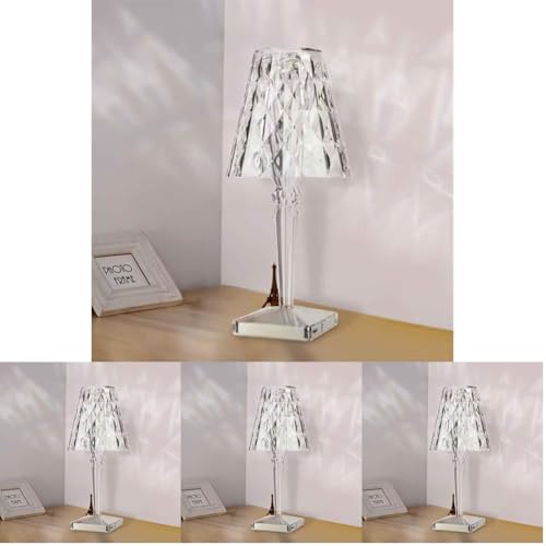 M Ledme - Lampada da comodino, luce notturna ricaricabile, temperatura colore CCT, dimmerabile in luce fredda, neutra o calda, finitura trasparente. Modello LM9065