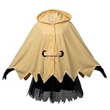 Cosfun Womens Ghost Hooded Cape Cloak Costume Long Ears Hooded Ghost Costume with Belt Skirt Gloves Yellow Size L