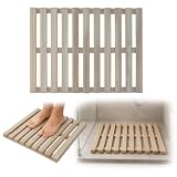 Crisalide® - Pedana Doccia in Legno di Pino Naturale 68x55 cm, Pedana Rettangolare Antiscivolo Waterproof con Doghe Drenanti, Piedini di Appoggio, Tappeto Doccia in Legno per Bagno