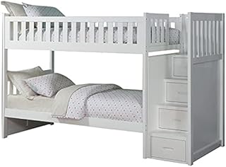 Pemberly Row Reversible Step Storage Wood Bunk Bed in White
