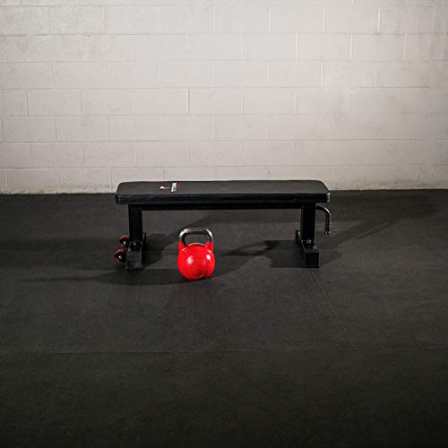 Titan Fitness Flat Weight Bench with Handle and Wheels, Supports 1000 lbs