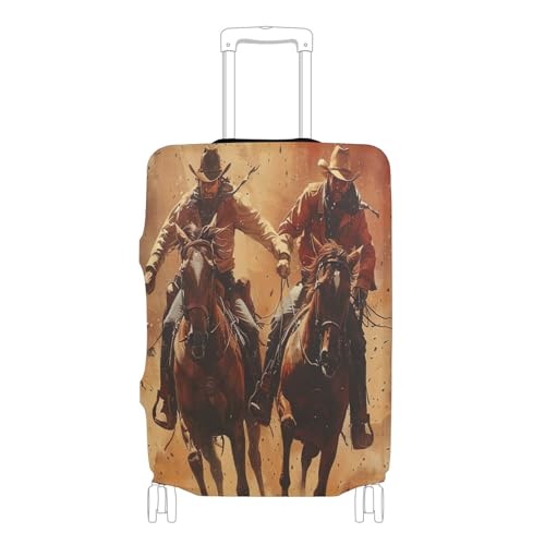 xigua Vintage Western Cowboy Luggage Cover, High Stretch Fabric Zipper Closing Suitcase Protector Washable Travel Suitcase Cover Fits for 29-32 Inch Luggage