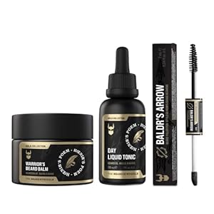 The Beard Struggle Black Beard Pen Filler, Day Liquid Tonic Beard Oil & Warrior’s Beard Balm Bundle Promotes Thicker Beard Look & Helps to Soften Beard – Gold Collection, Hoenir’s Poem