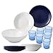 Cartaffini Ágil Set Camping 20 Piezas, Melamina, Blanco/Azul, 25. cm