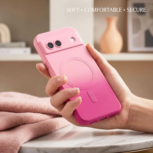Image of amazon basics Gradient Mag-Safe Case for Google Pixel 8A | Soft Silicone Shockproof Cover with Camera Protection | Slim Lightweight Design | Smooth Touch & Durable - Light and Dark Pink