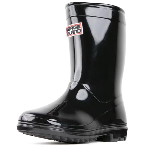 Savage Island Botas de lluvia impermeables para niños y niñas, ligeras, botas de agua para niños y niños, Black, 33 EU
