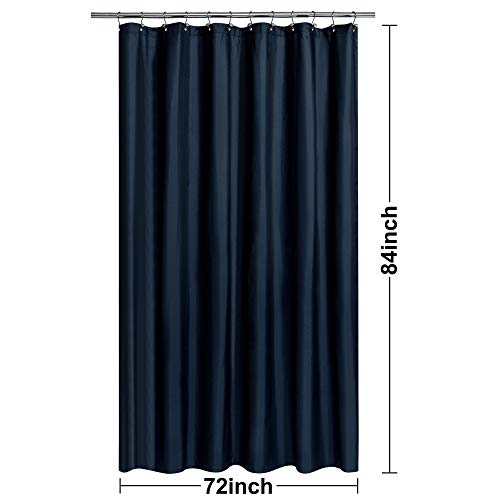 Image of N&Y HOME Fabric Shower Curtain or Liner Extra Long 72 x 84 Inches - Hotel Quality, Machine Washable, Water Repellent - Navy Blue, 72x84