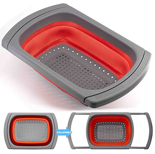 Anaeat Collapsible Colander 6-Quart, Food Grade Kitchen Colanders Over The Sink Strainers With Steady Base, Bpa Free Folding Strainer For Pasta, Veggies And Fruits, Dishwasher-Safe & Space-Saver #TOP3