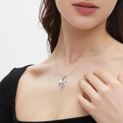 G&GEMSJEW Moissanite Pendant Adjustble Necklace for Women Mothers Day Valentines Birthday Gift for Her 18k White Gold Rhodium Plated GRA Certified Lab Grown VVS12