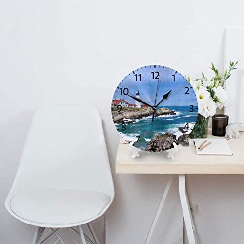 Home Decor Lighthouse Round Wall Clock Acrylic Silent Non Ticking Decorative Clocks For Living Room Kitchen #TOP3